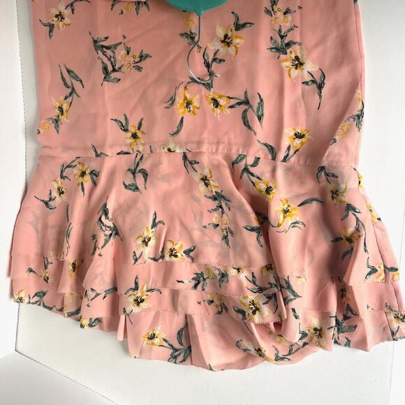 Joie Coreen Silk Floral Dress XS Pink Blush High Low Tiered Ruffle Flounce Hem - Picture 9 of 9